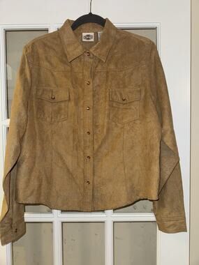 Rod’s Western Wear Tan Faux Suede Snap Button Shirt Women’s Long Sleeve Western